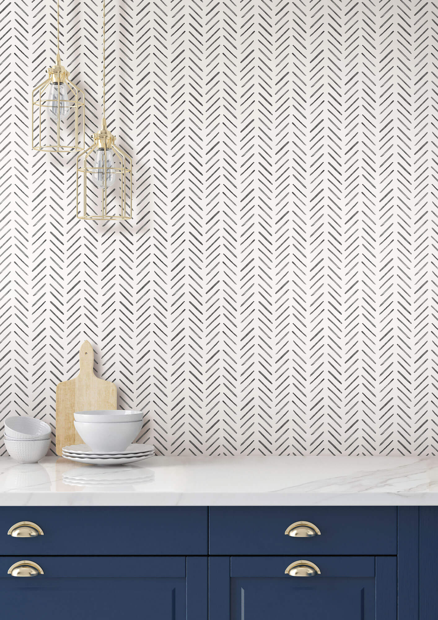 Painted Herringbone Wallpaper