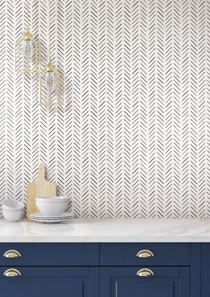 Painted Herringbone Wallpaper