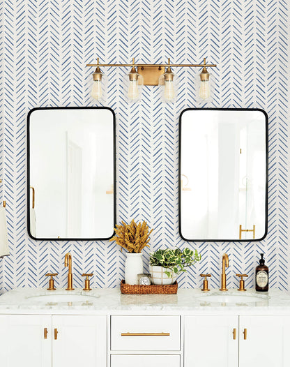 Painted Herringbone Wallpaper