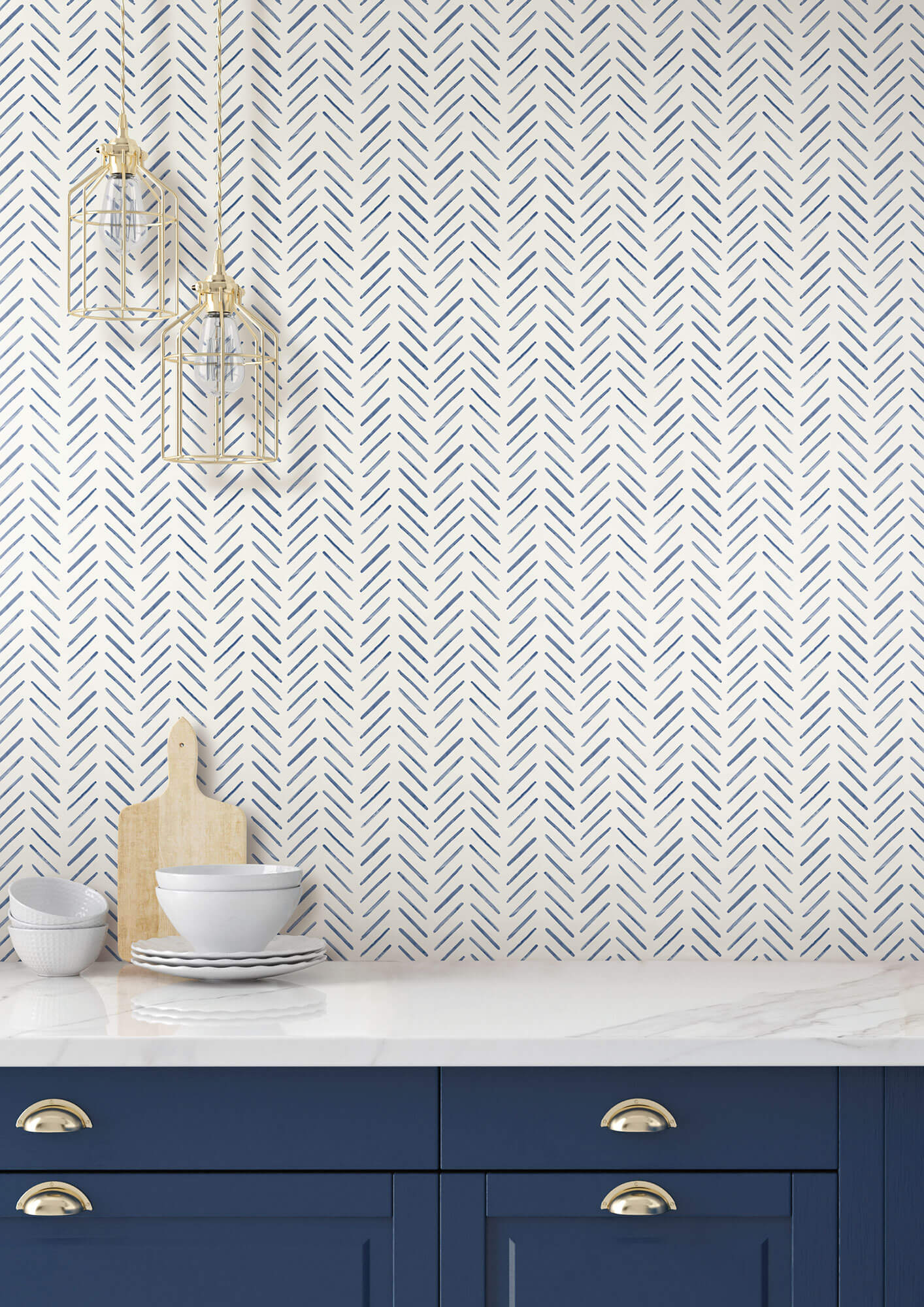 Painted Herringbone Wallpaper
