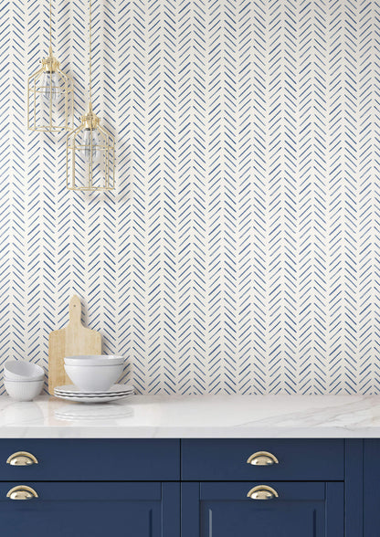 Painted Herringbone Wallpaper