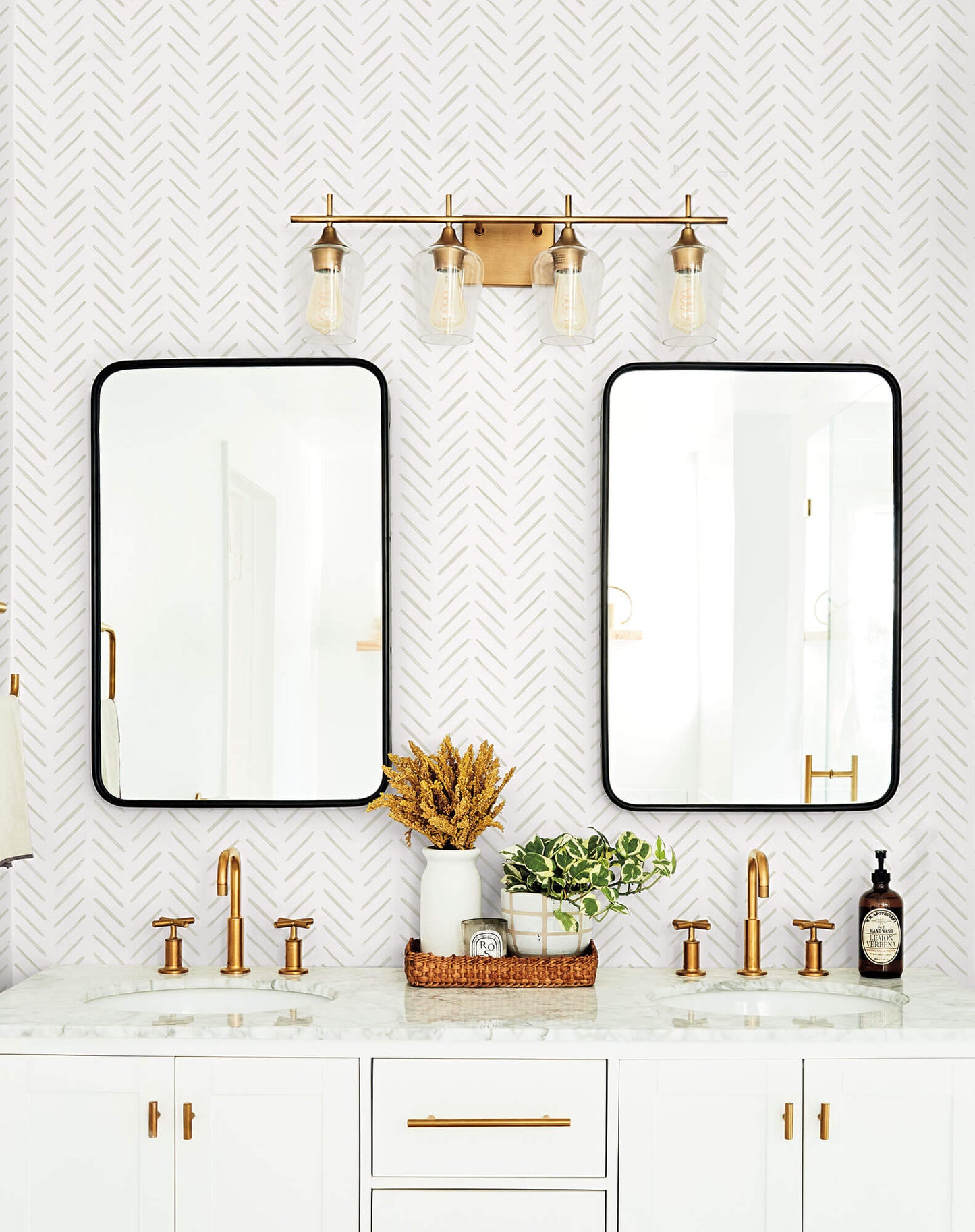 Painted Herringbone Wallpaper