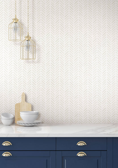 Painted Herringbone Wallpaper