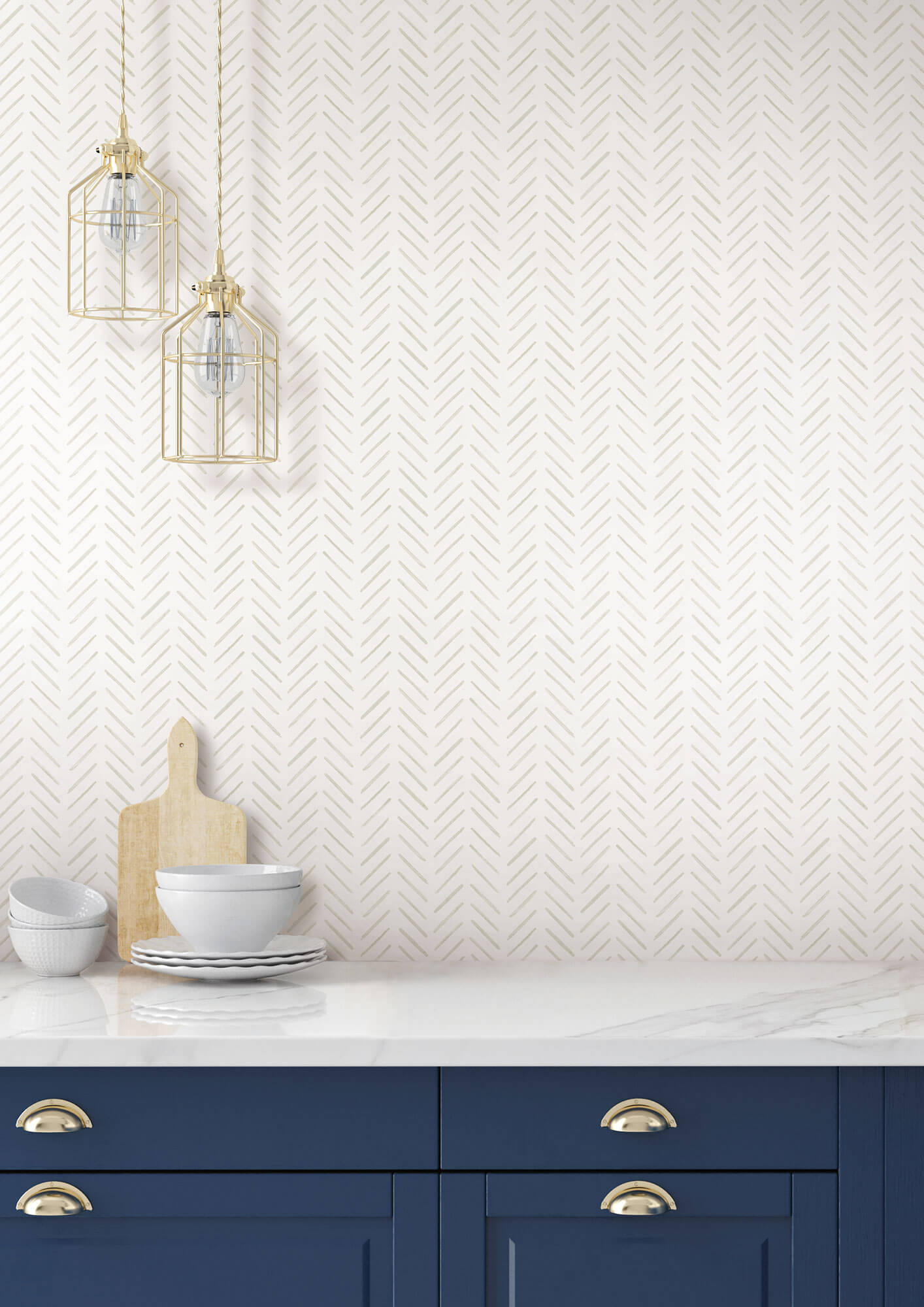 Painted Herringbone Wallpaper