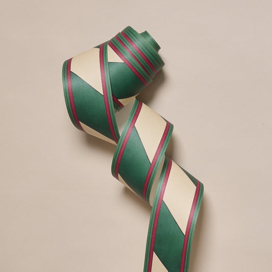 Candy Cane Border Wallpaper by Ottoline in Green