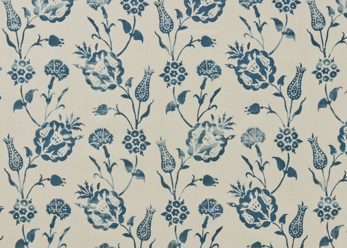Pomegranate Fabric by Carolina Irving in China Blue