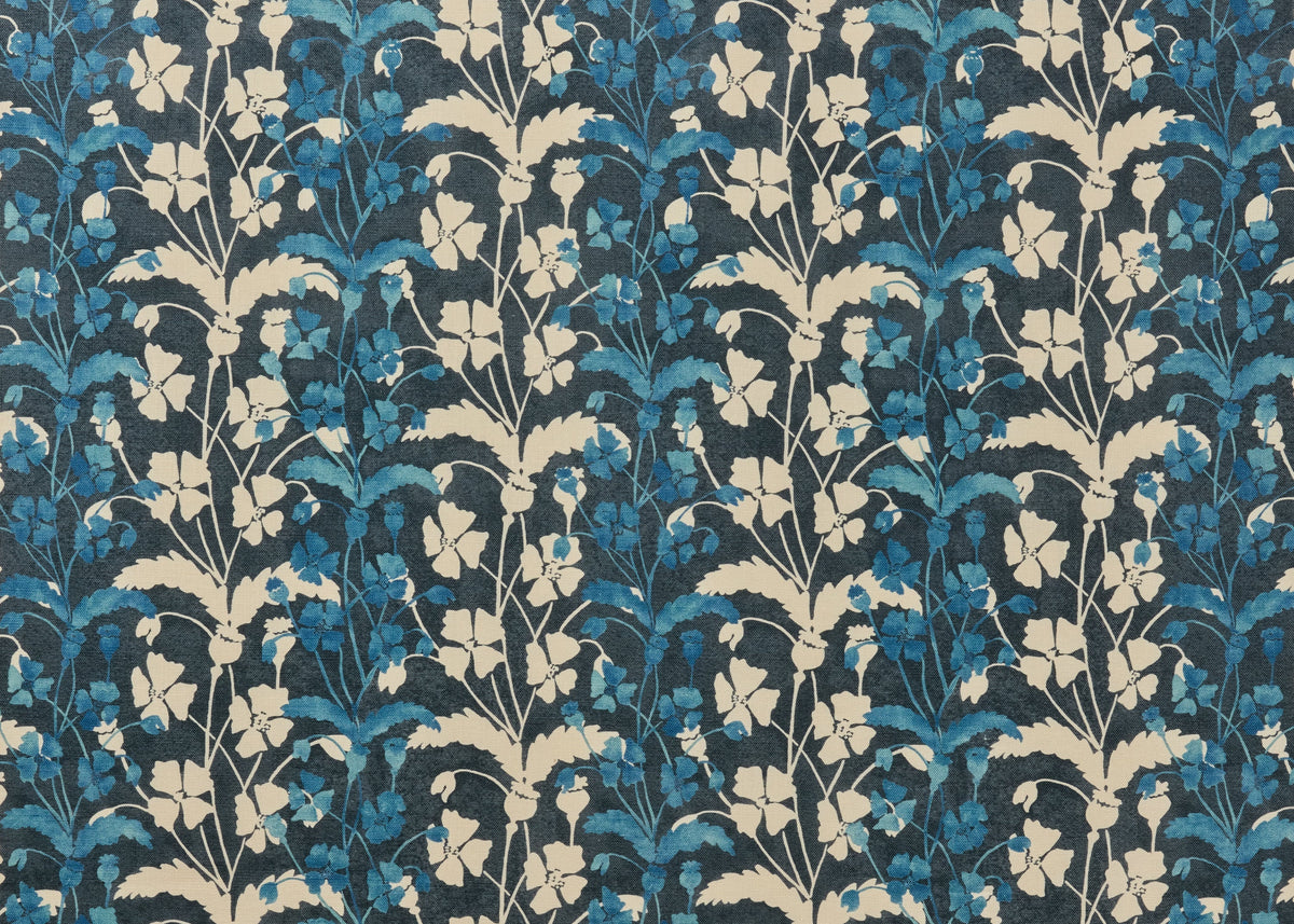 Poppy Fields Fabric by Carolina Irving in Delft/Navy