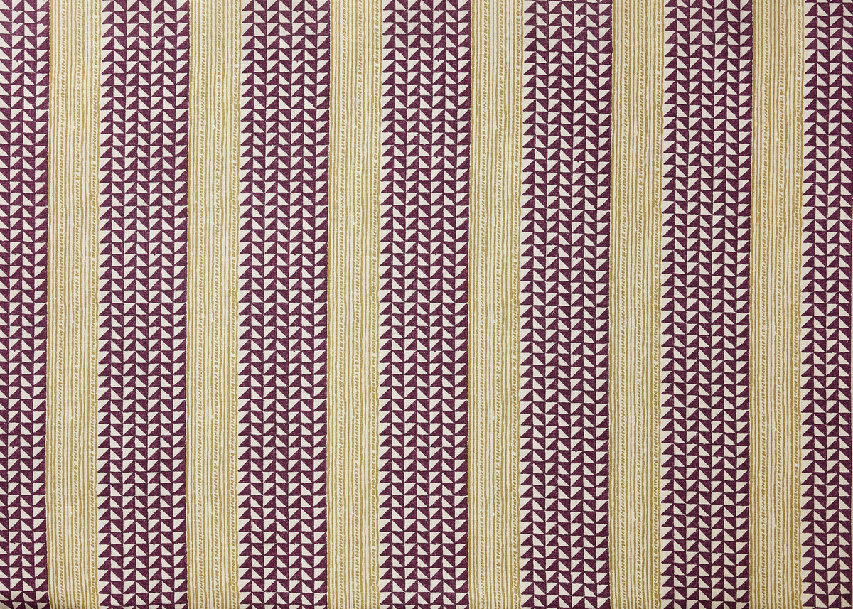 Aegean Stripe Fabric by Carolina Irving in Plum/Saffron