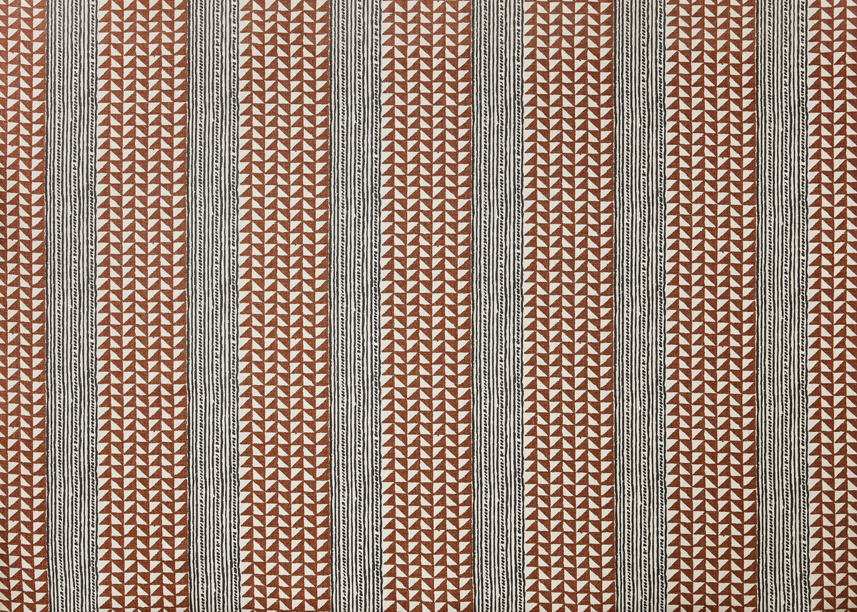 Aegean Stripe Fabric by Carolina Irving in Tobacco/Onyx