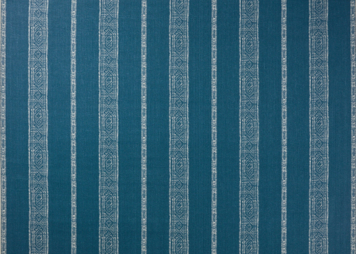 Patmos Stripe Reverse Fabric by Carolina Irving in Indigo