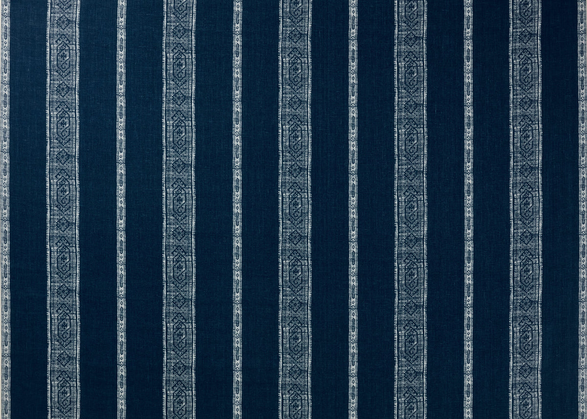 Patmos Stripe Reverse Fabric by Carolina Irving in Navy