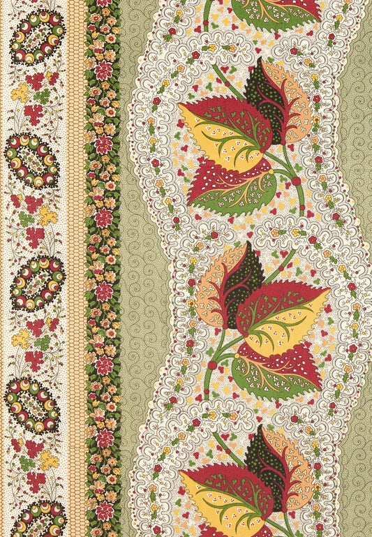 Casse-noisette Fabric by Décors Barbares in Green, pattern detail