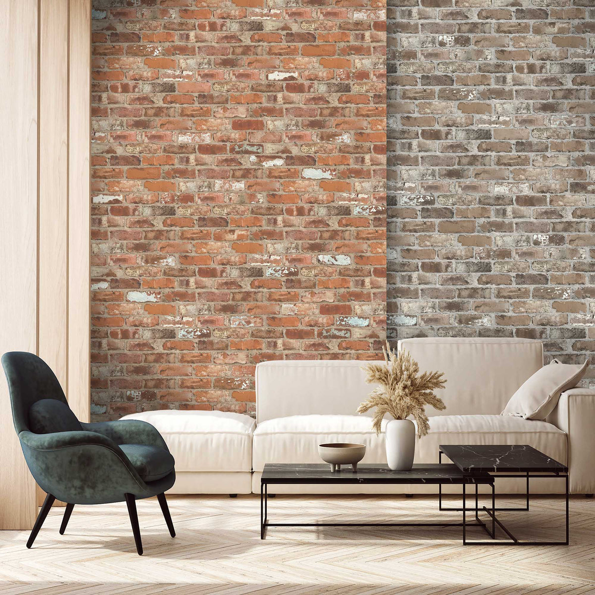 Castlefield Brick Charcoal wallpaper by Woodchip & Magnolia