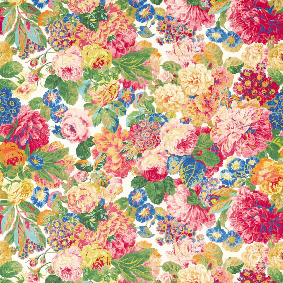 Rose & Peony Cerise velvet fabric by Sanderson