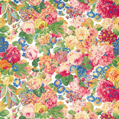 Rose & Peony Cerise velvet fabric by Sanderson