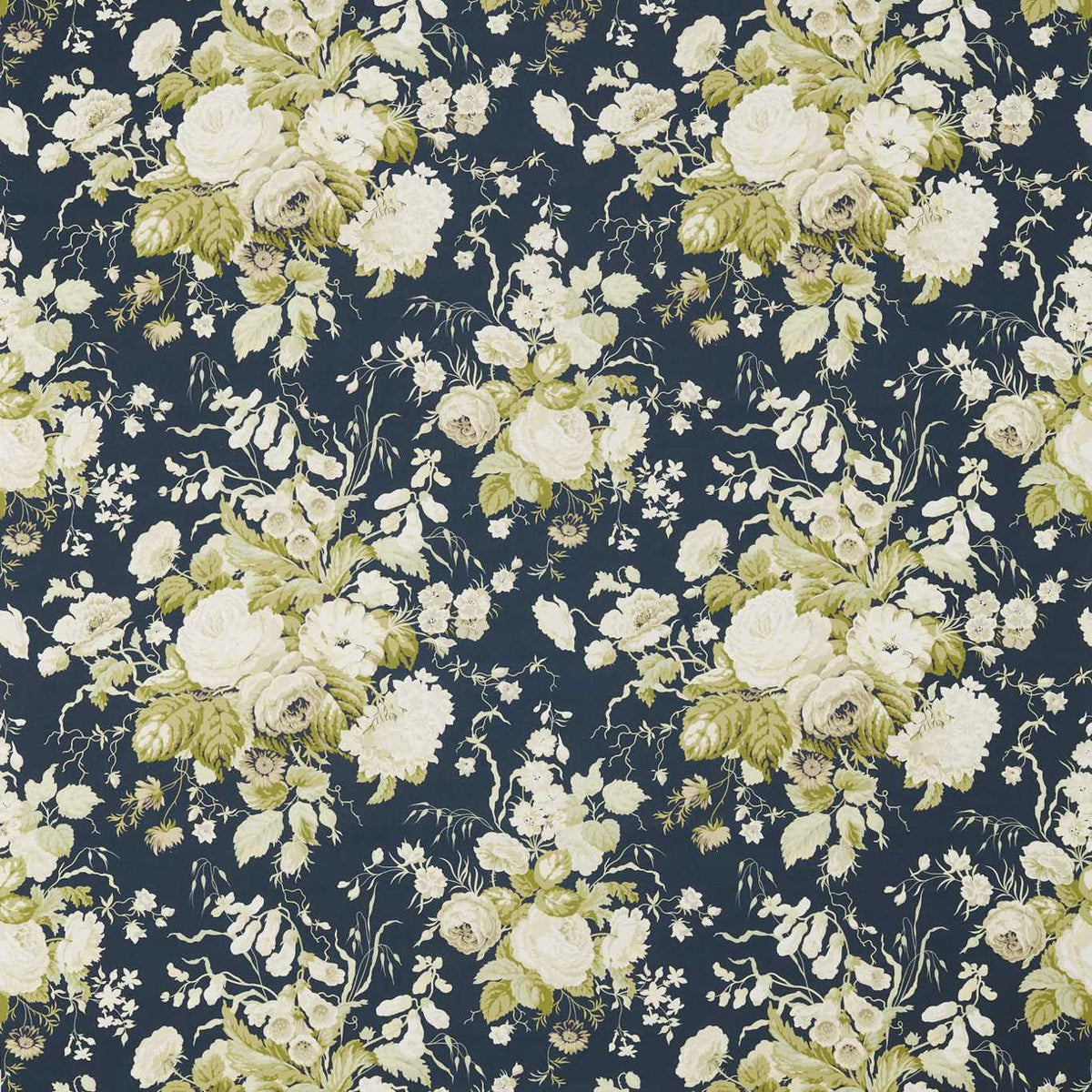 Stapleton Park Navy/Olive fabric by Sanderson