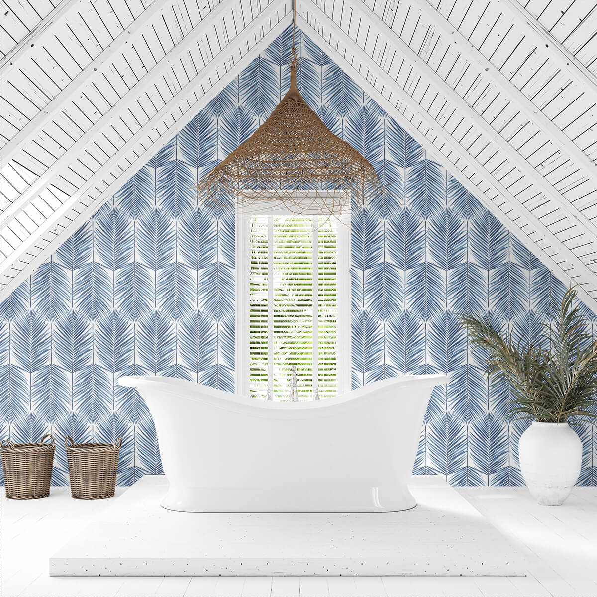 Seabrook DuPont Paradise Palm High Performance Wallpaper - Coastal Blue