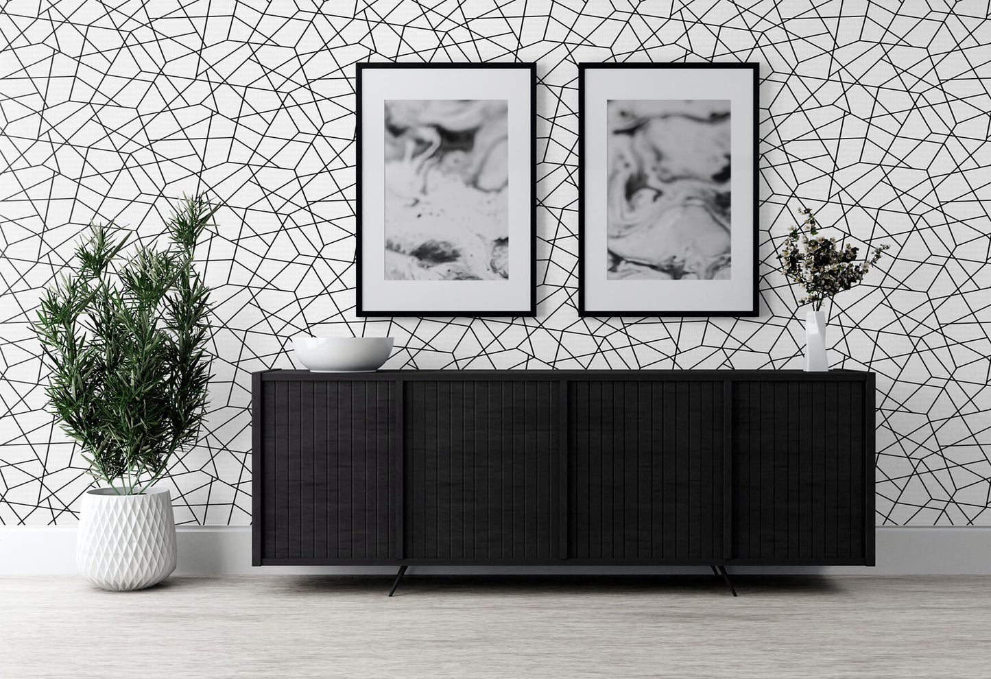 Seabrook DuPont Quartz Geo High Performance Wallpaper - Midnight Black