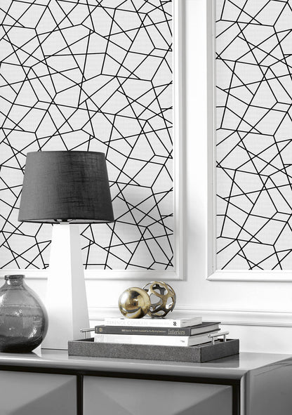Seabrook DuPont Quartz Geo High Performance Wallpaper - Midnight Black