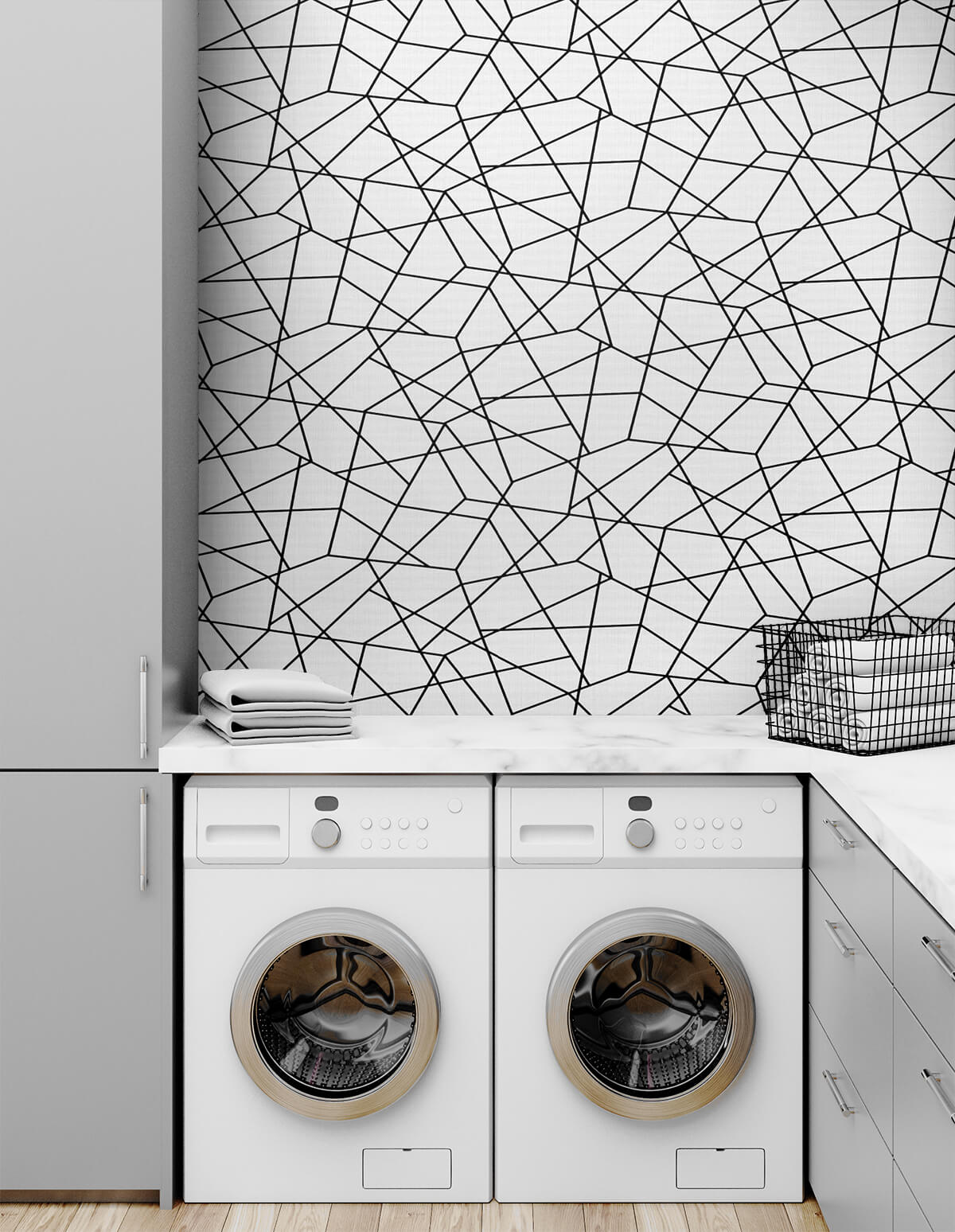 Seabrook DuPont Quartz Geo High Performance Wallpaper - Midnight Black