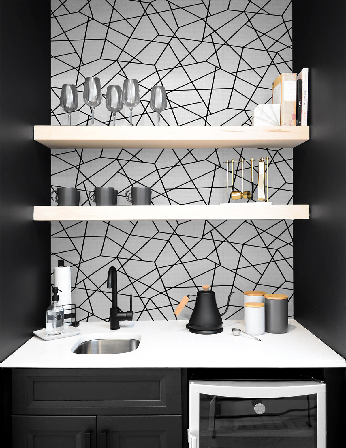 Seabrook DuPont Quartz Geo High Performance Wallpaper - Midnight Black