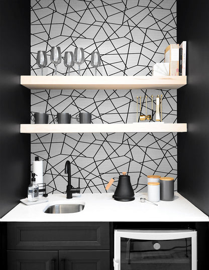Seabrook DuPont Quartz Geo High Performance Wallpaper - Midnight Black