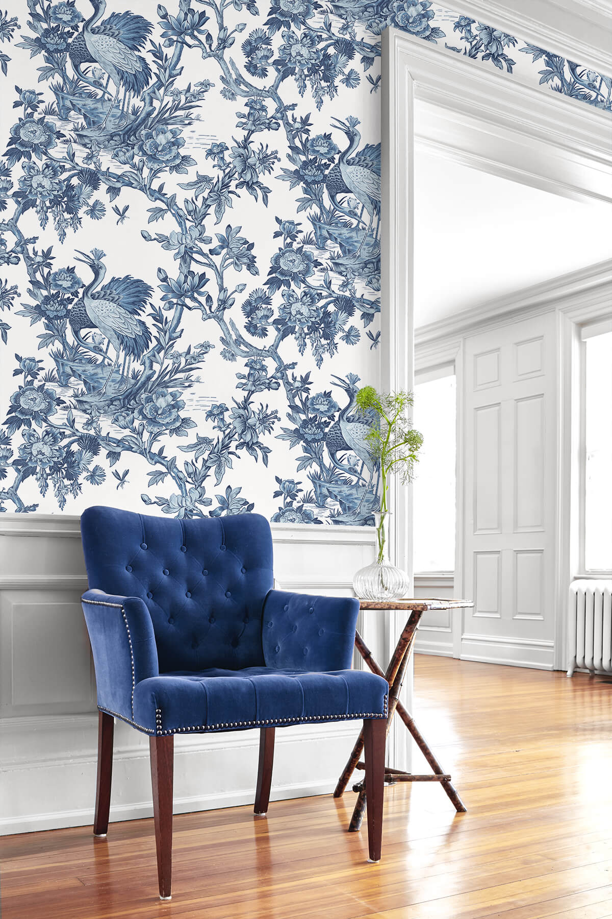 Seabrook DuPont Crane Toile High Performance Wallpaper - French Blue