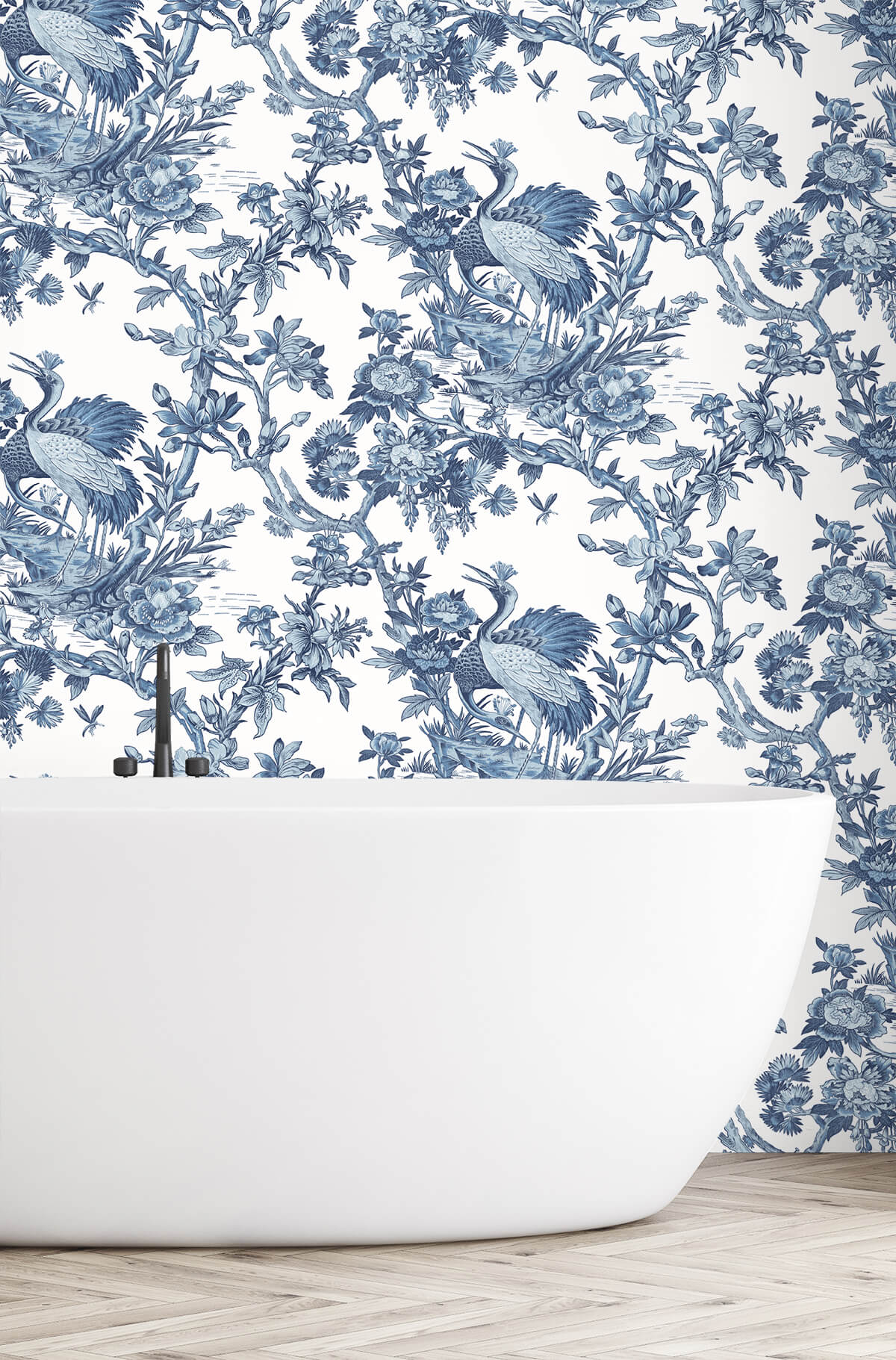 Seabrook DuPont Crane Toile High Performance Wallpaper - French Blue