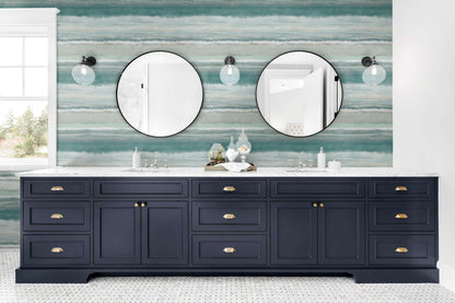 Seabrook DuPont Watercolor Stripe High Performance Wallpaper - Calypso Green