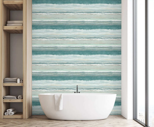 Seabrook DuPont Watercolor Stripe High Performance Wallpaper - Calypso Green