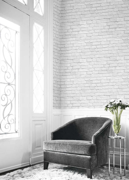 Seabrook DuPont Vintage Brick High Performance Wallpaper - Arctic Grey