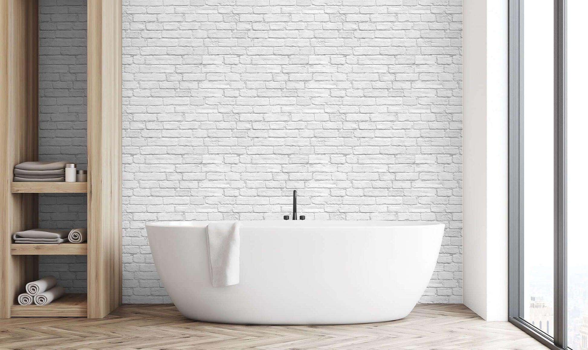Seabrook DuPont Vintage Brick High Performance Wallpaper - Arctic Grey