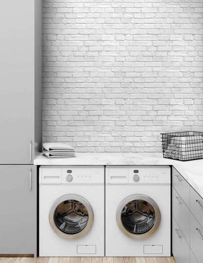 Seabrook DuPont Vintage Brick High Performance Wallpaper - Arctic Grey