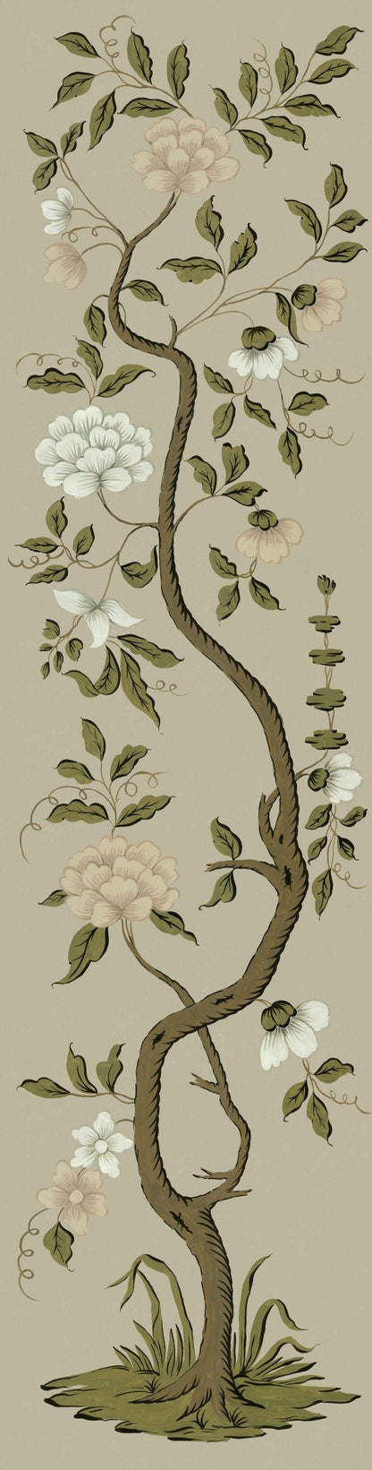 Drottningholm Tree Wallpaper Panel by Mia Reay in Pale Olive - Large (27.6" Wide)