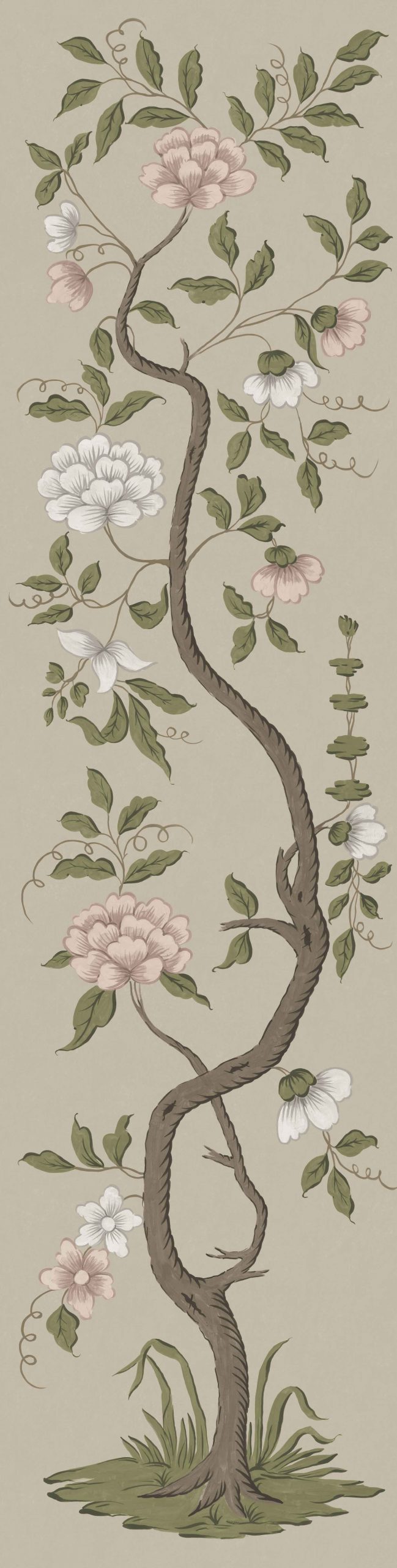 Drottningholm Tree Wallpaper Panel by Mia Reay in Parchment - Large (27.6" Wide)