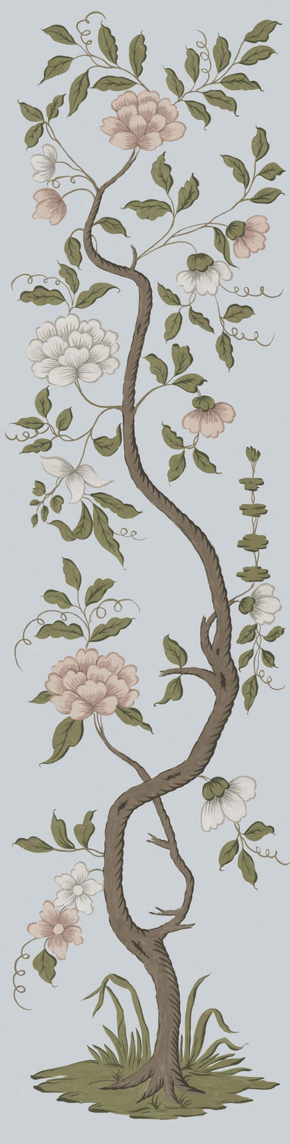 Drottningholm Tree Wallpaper Panel by Mia Reay in Tiepolo Blue - Small (20.5" Wide)