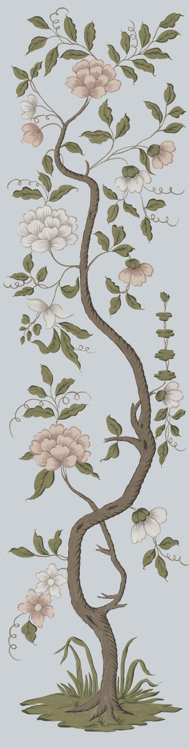 Drottningholm Tree Wallpaper Panel by Mia Reay in Tiepolo Blue - Large (27.6" Wide)