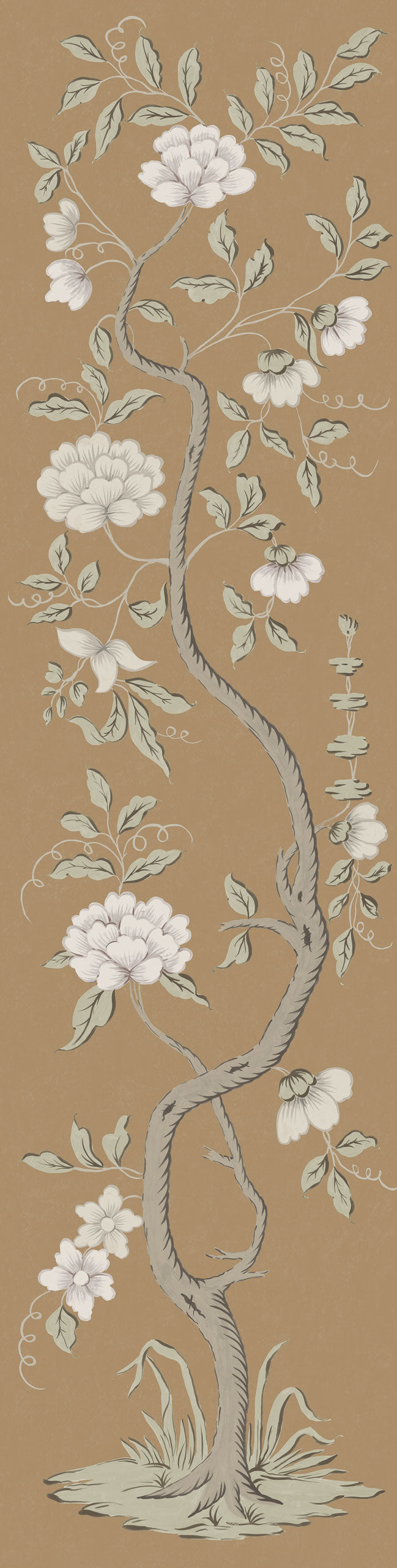 Drottningholm Tree Wallpaper Panel by Mia Reay in Tobacco - Small (20.5" Wide)