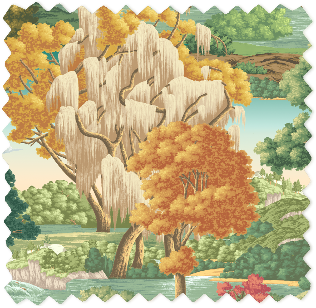 Enchanted Gardens Evergreen Velvet Fabric