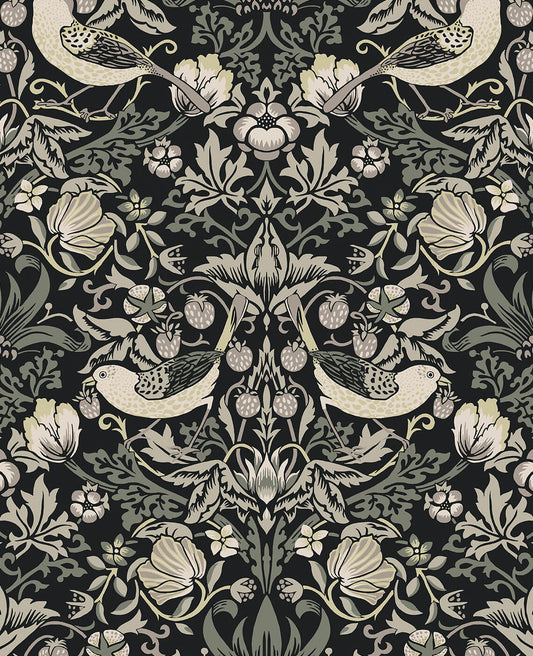 Seabrook Legacy Prints Fragaria Garden Wallpaper - Blacksmith