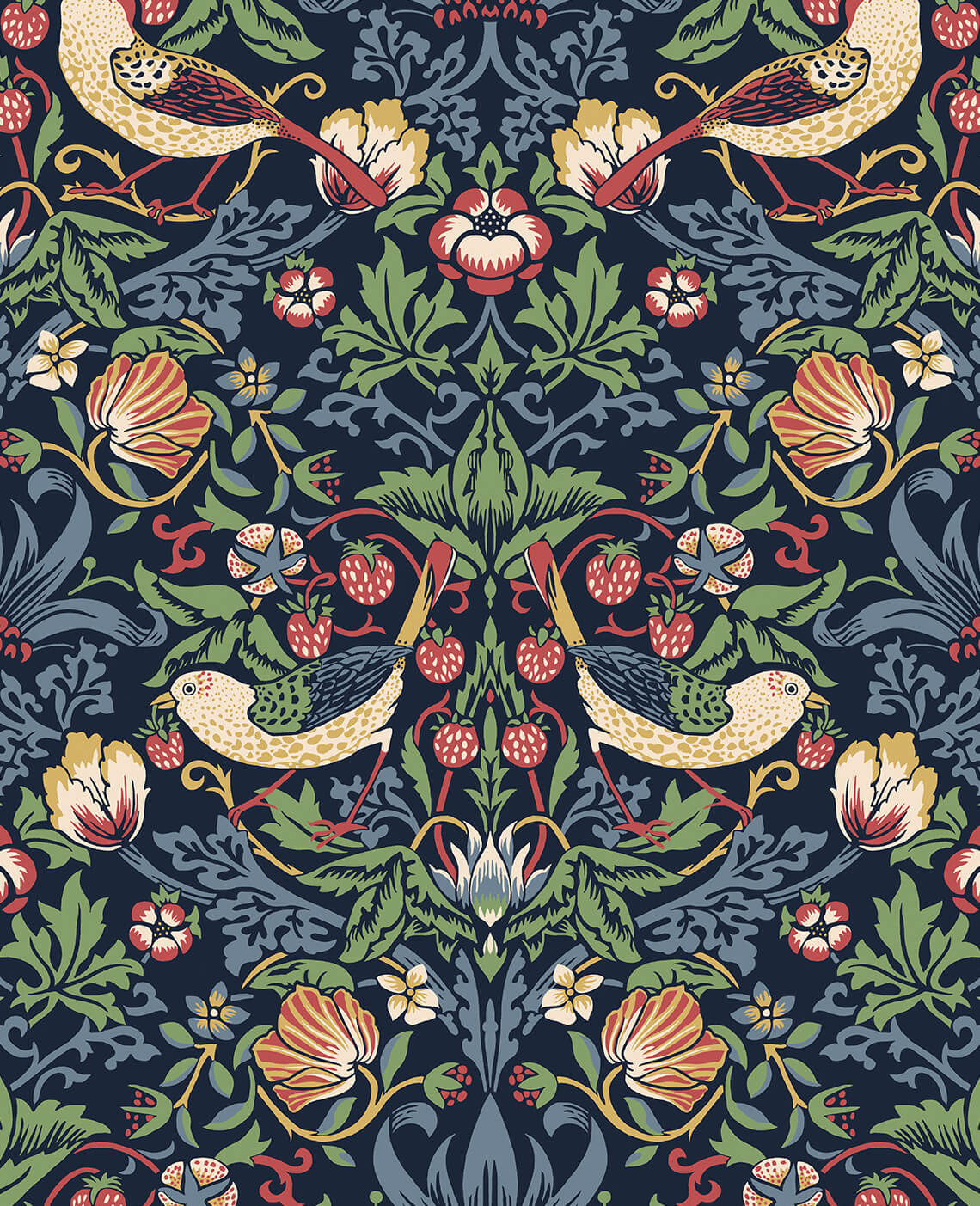 Seabrook Legacy Prints Fragaria Garden Wallpaper - Midnight Blue