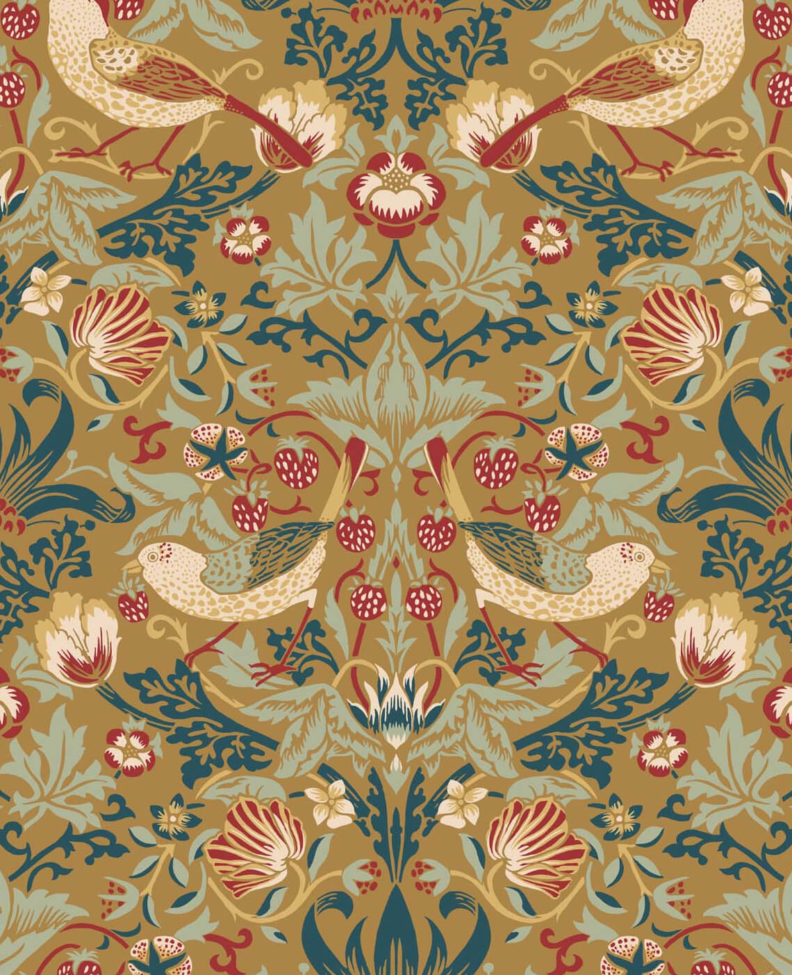 Seabrook Legacy Prints Fragaria Garden Wallpaper - Ochre