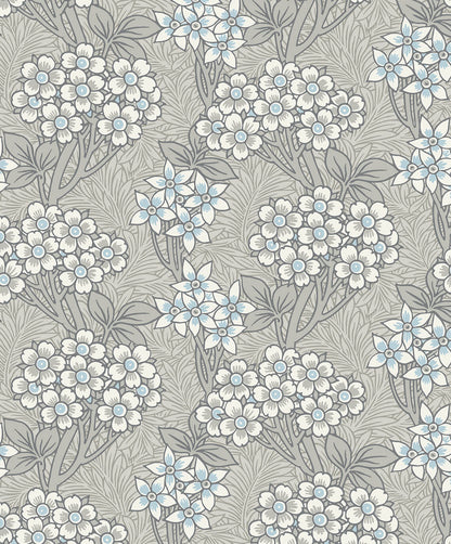 Seabrook Legacy Prints Floral Vine Wallpaper - Daydream Grey & Carolina Blue