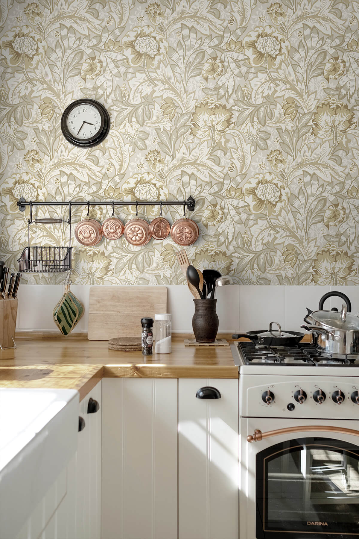 Seabrook Legacy Prints Acanthus Garden Wallpaper - Warm Neutral