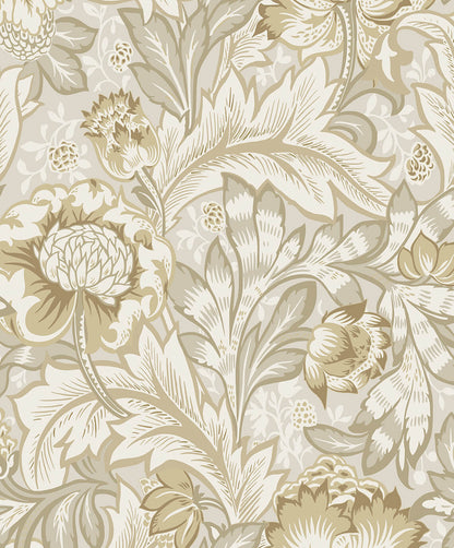 Seabrook Legacy Prints Acanthus Garden Wallpaper - Warm Neutral