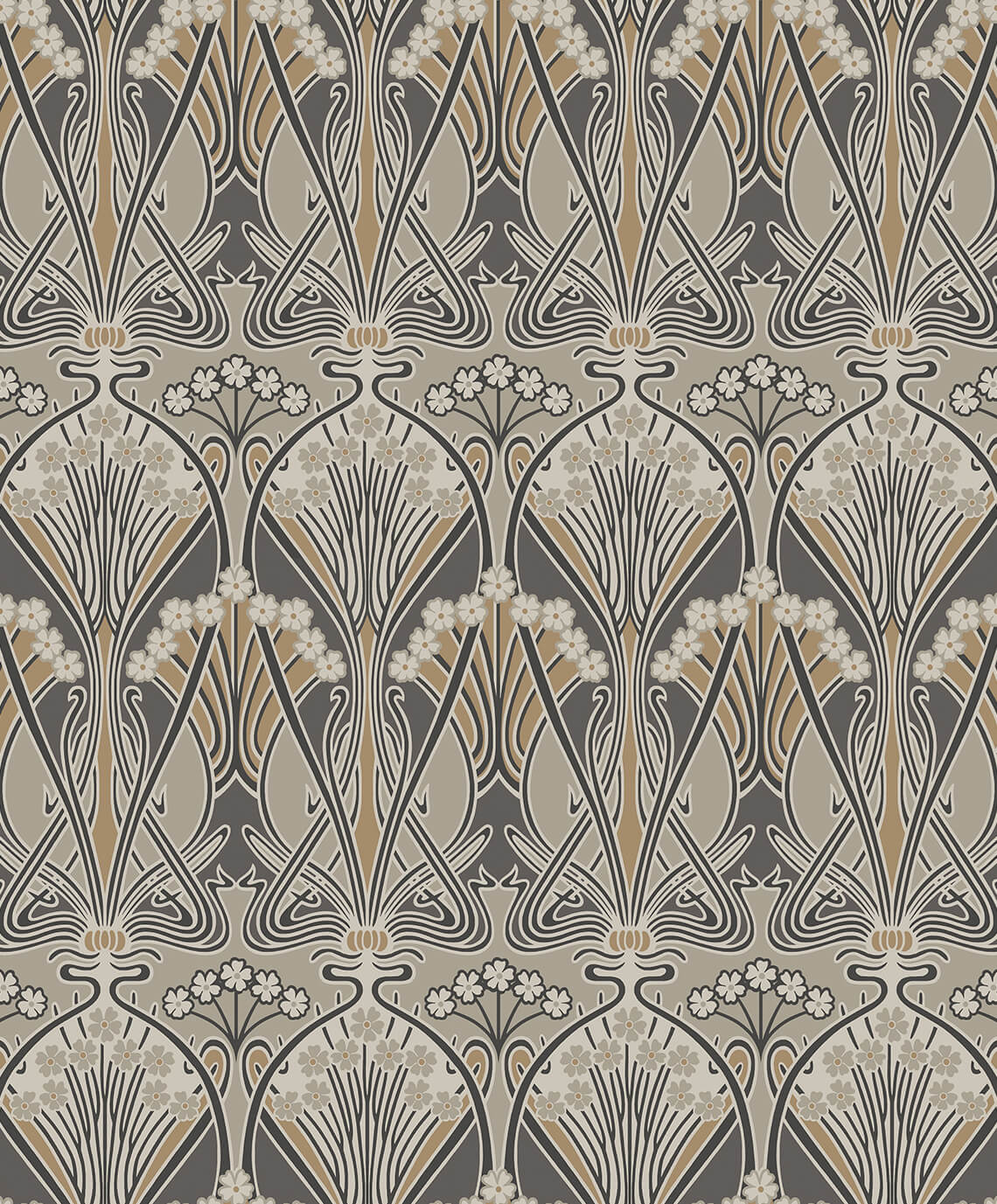 Seabrook Legacy Prints Dragonfly Damask Wallpaper - Bronze & Smoke