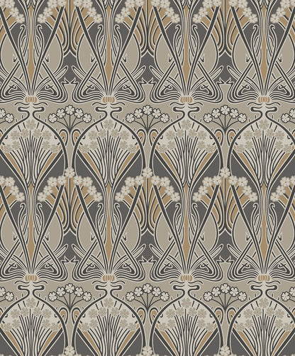 Seabrook Legacy Prints Dragonfly Damask Wallpaper - Bronze & Smoke