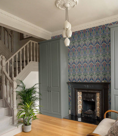 Seabrook Legacy Prints Dragonfly Damask Wallpaper - Mauve & Sage