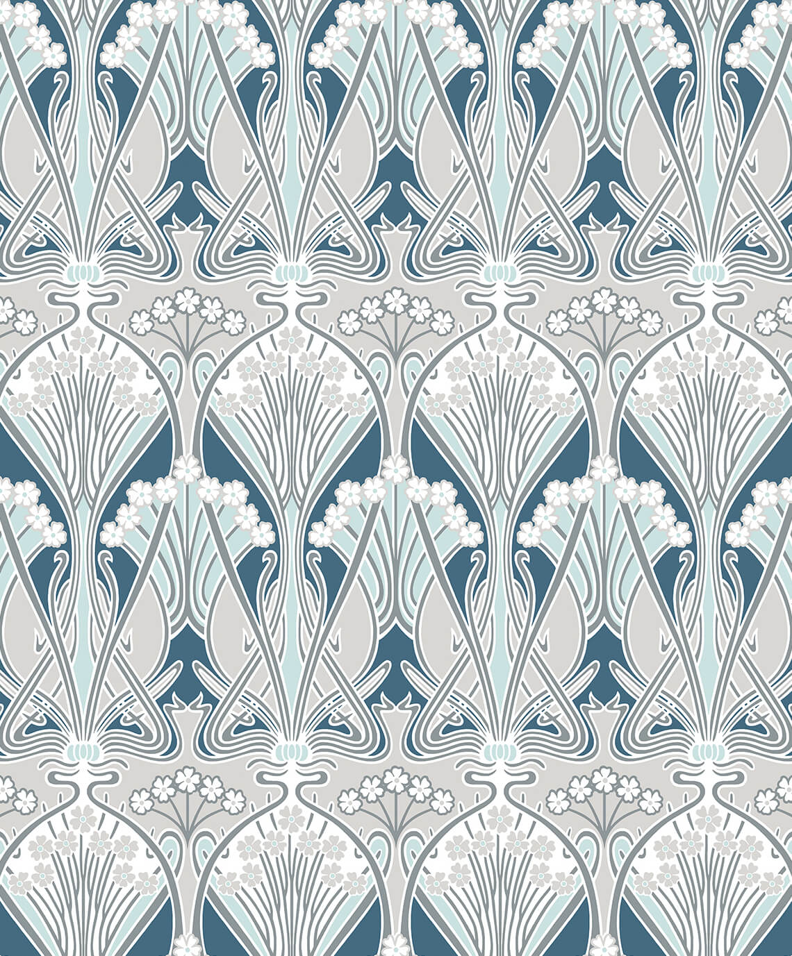 Seabrook Legacy Prints Dragonfly Damask Wallpaper - Aegean Blue & Dewdrop
