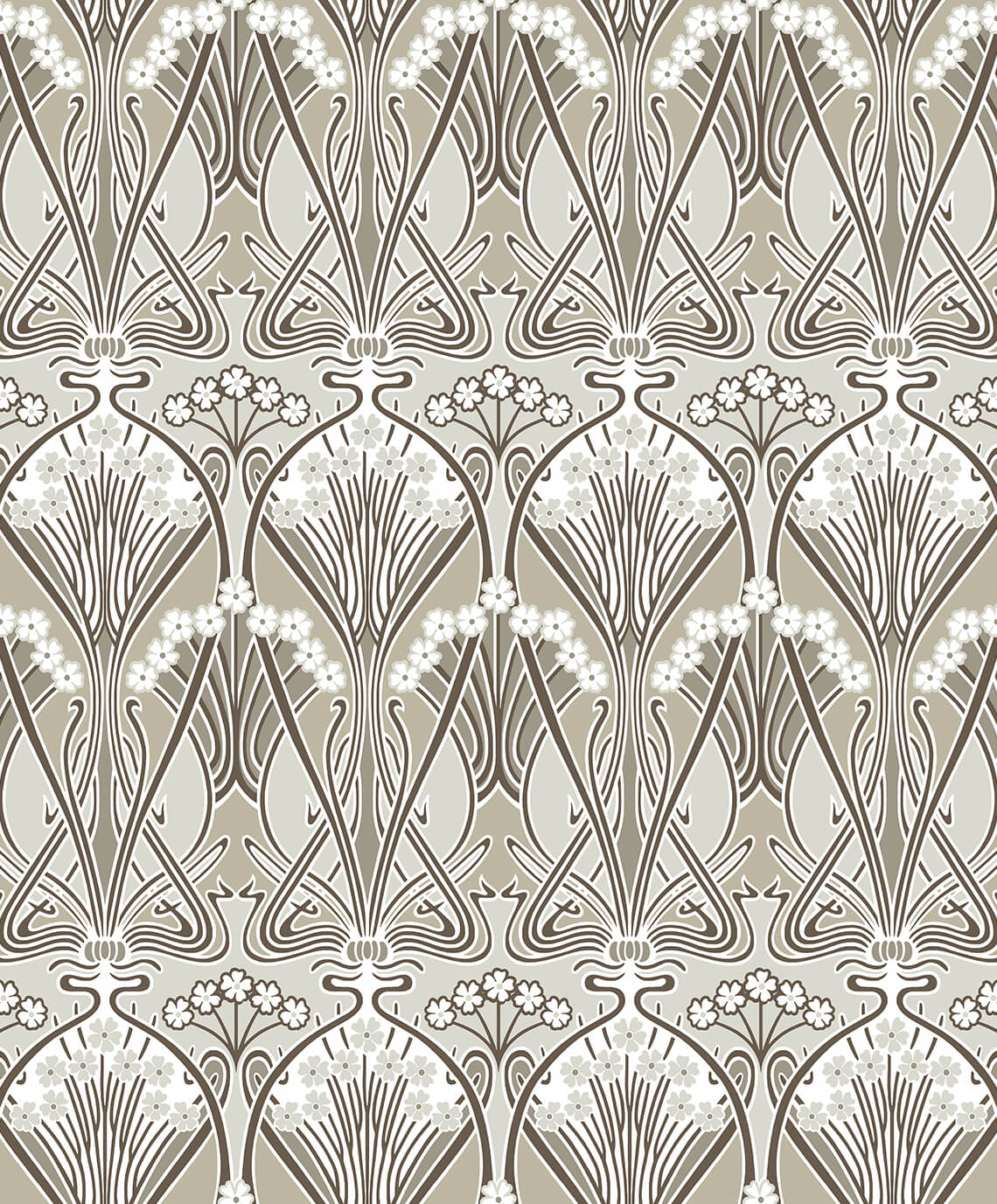Seabrook Legacy Prints Dragonfly Damask Wallpaper - Warm Pewter